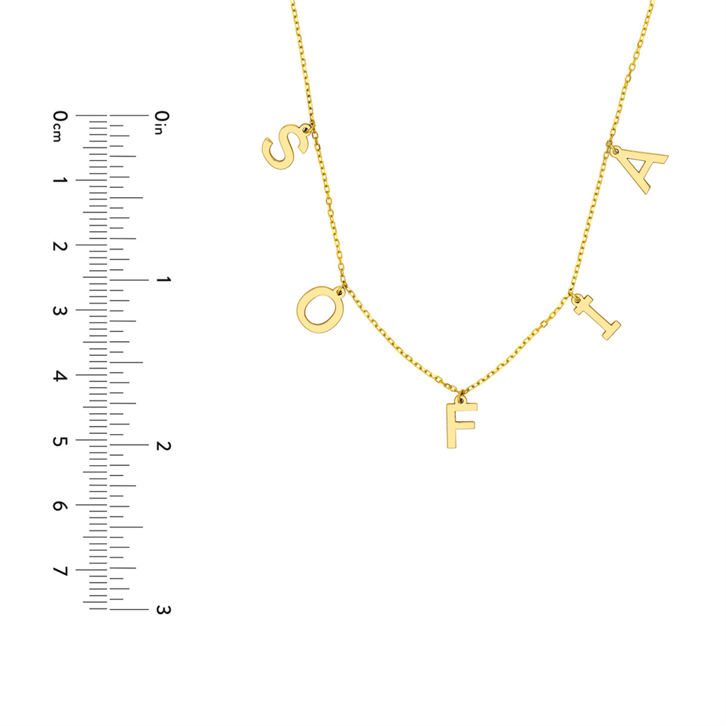 Rolland's Designs 14K Gold Hanging Initials Necklace "EMMA"
