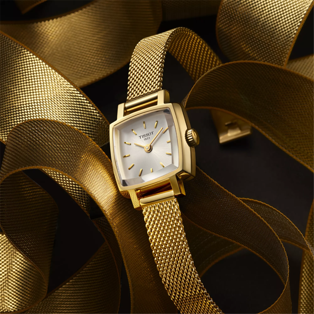 Tissot Lovely Square with Yellow Gold Pvd Coating