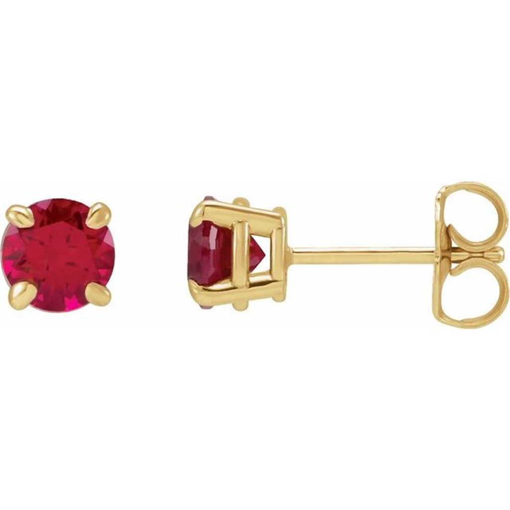 Rolland's Designs 14K Yellow Gold Ruby Stud Earrings