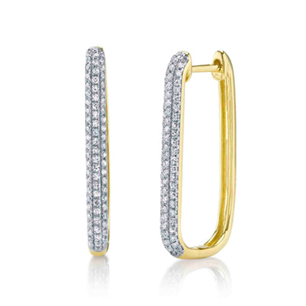 Shy Creation Diamond Pave Oval Hoop Earrings