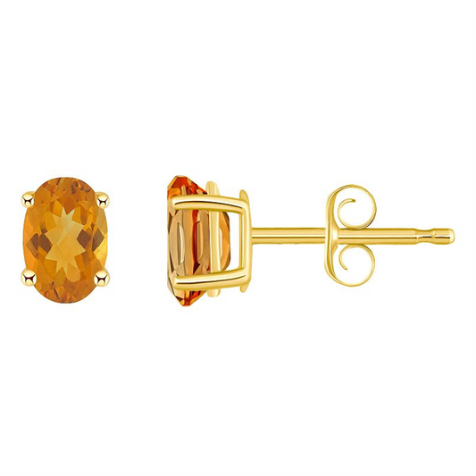 Rolland's Designs 14K Yellow Gold Citrine Stud Earrings