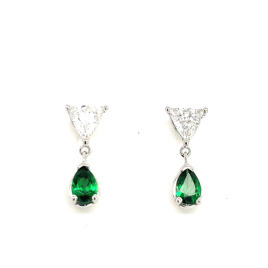 Rolland's Designs 14K White Gold Diamond & Garnet Earring