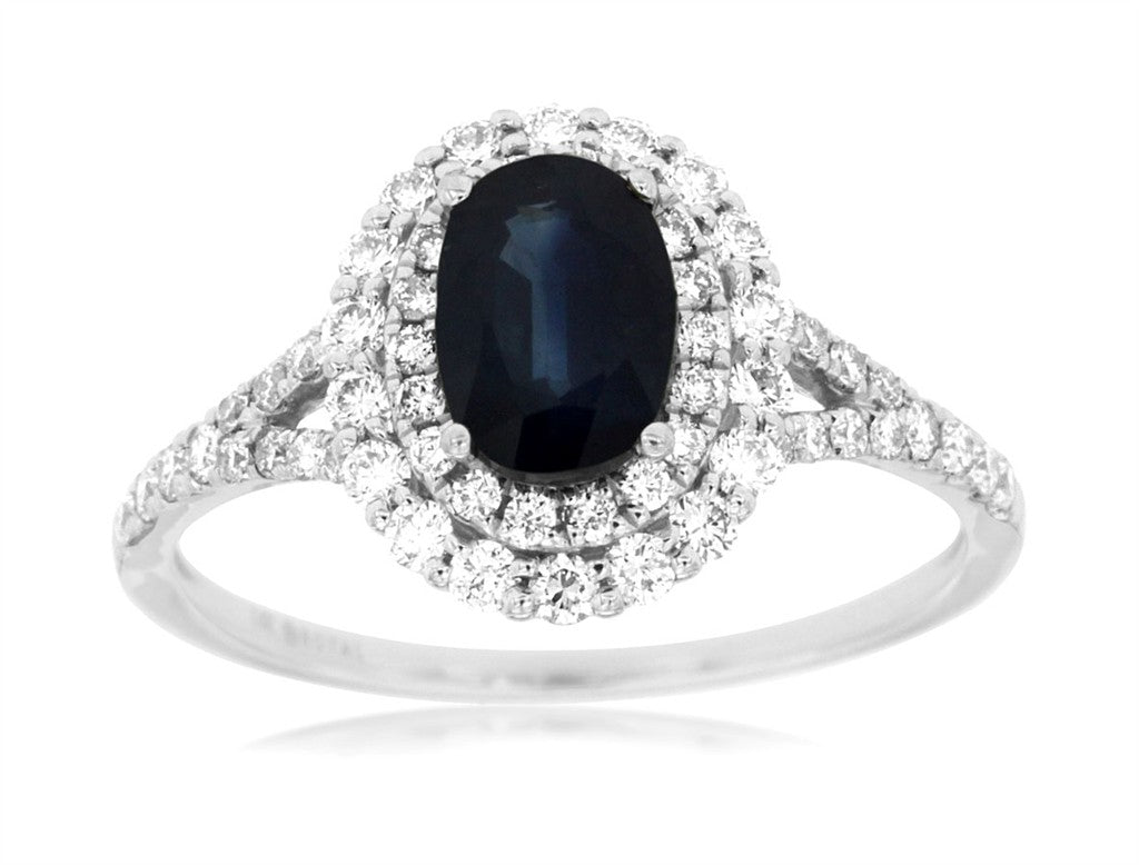 Rolland's Designs 14K Gold Oval Sapphire & Diamond Ring