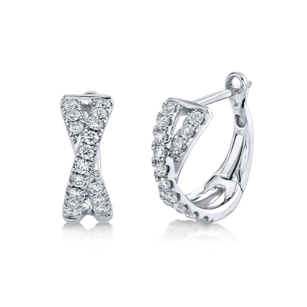 Shy 14Kw Criss Cross Diamond Huggies