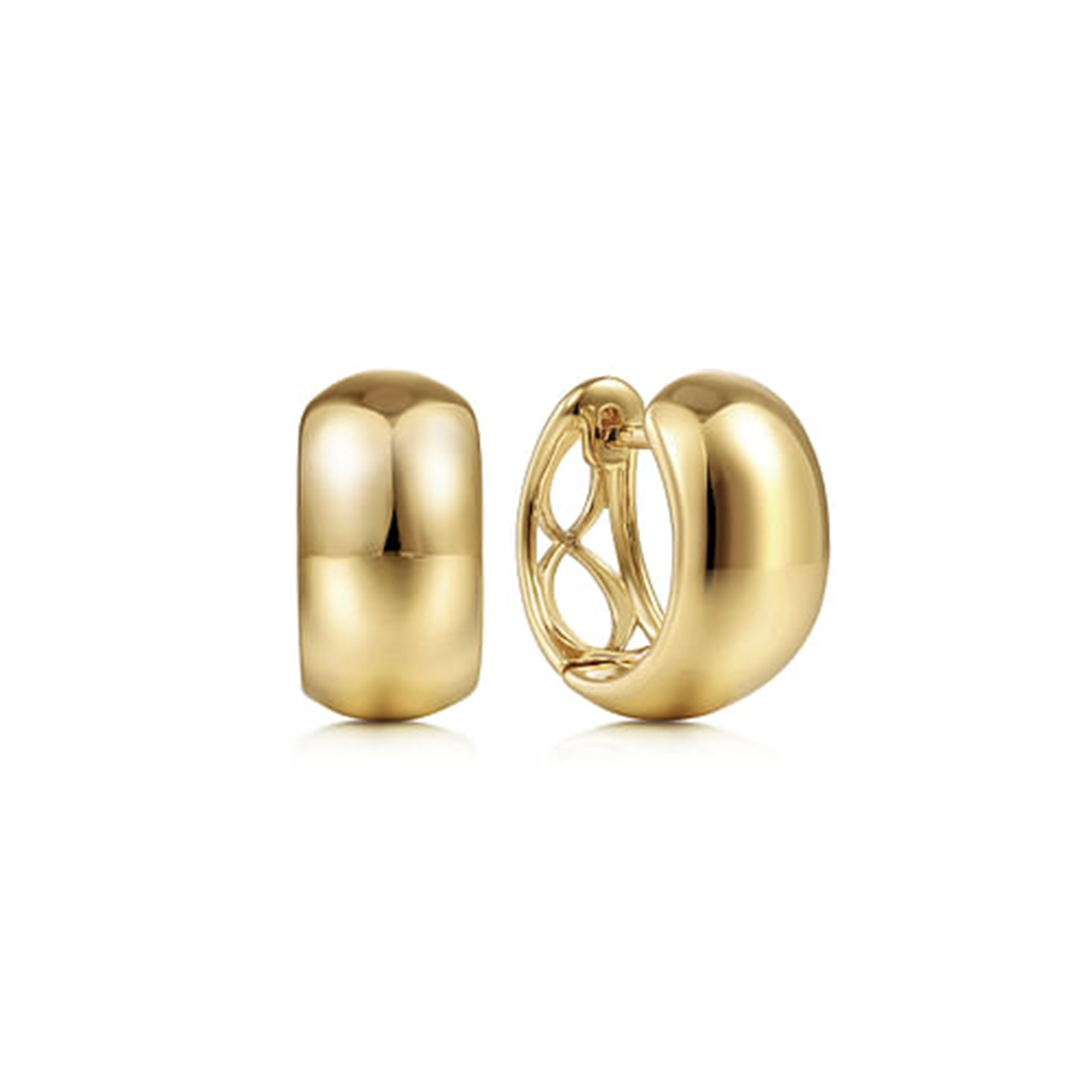 Gabriel Wide Plain Gold Huggie Earrings