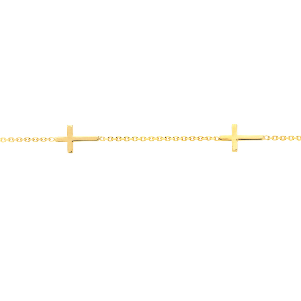 Rolland's Designs 14k 5 Station Mini Cross Bracelet
