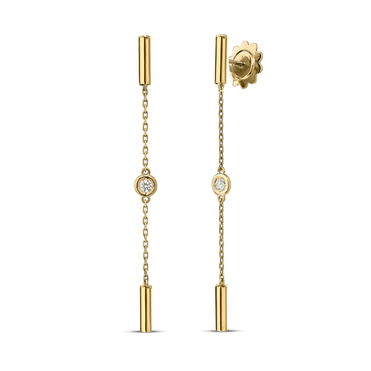 Roberto Coin 18K Yellow Gold Diamond & Bar Drop Chain Earrings