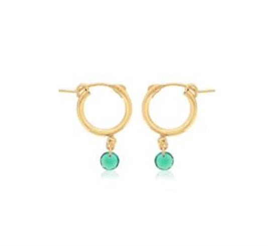 Dee Berkley Hoop Earrings With Emerald Gemstone Drop