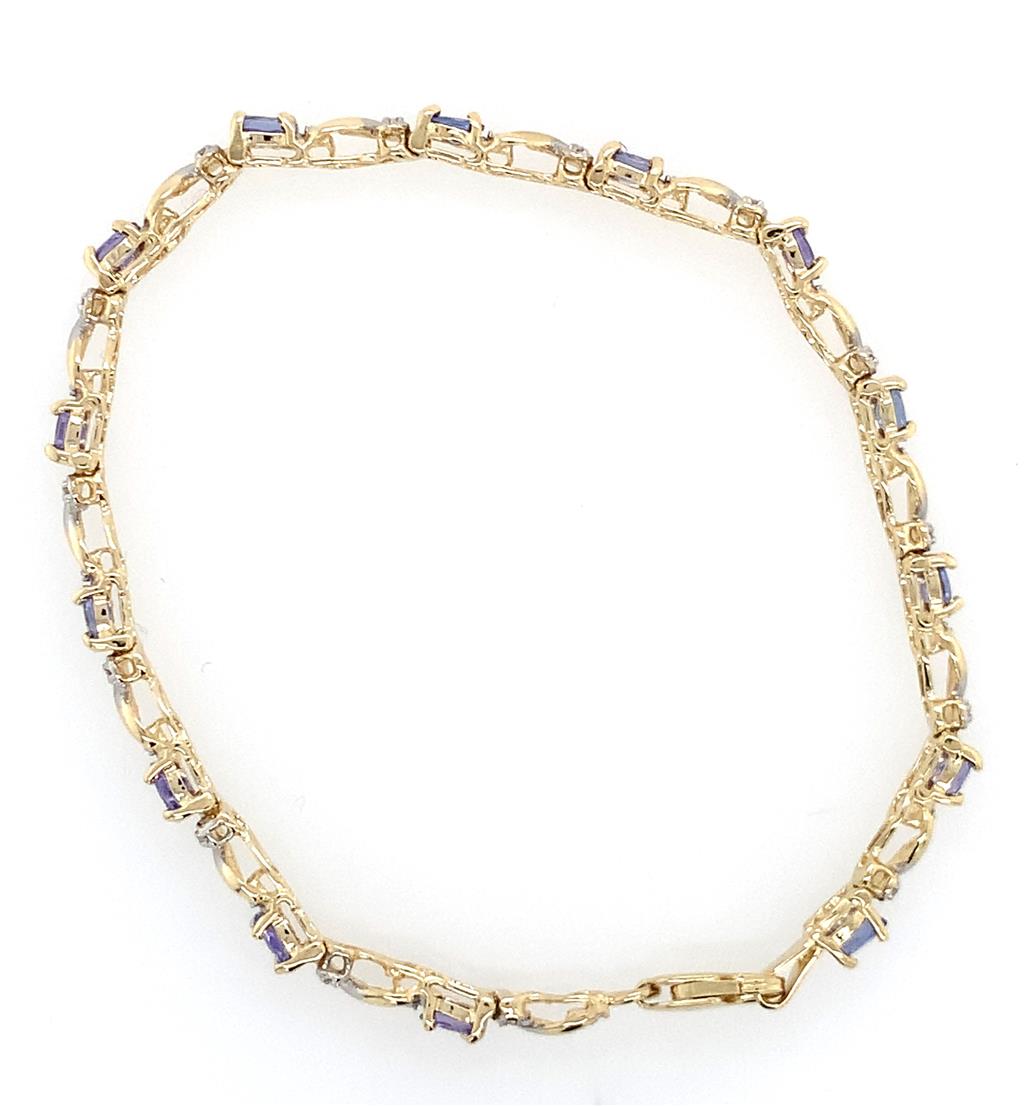 Estate 10K Tanzanite & Diamond Bracelet