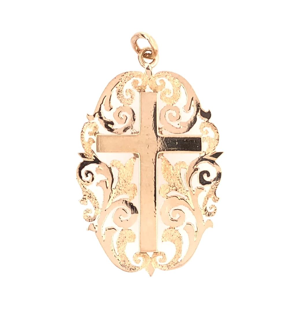 Estate 18K Gold Filigree Cross Pendant