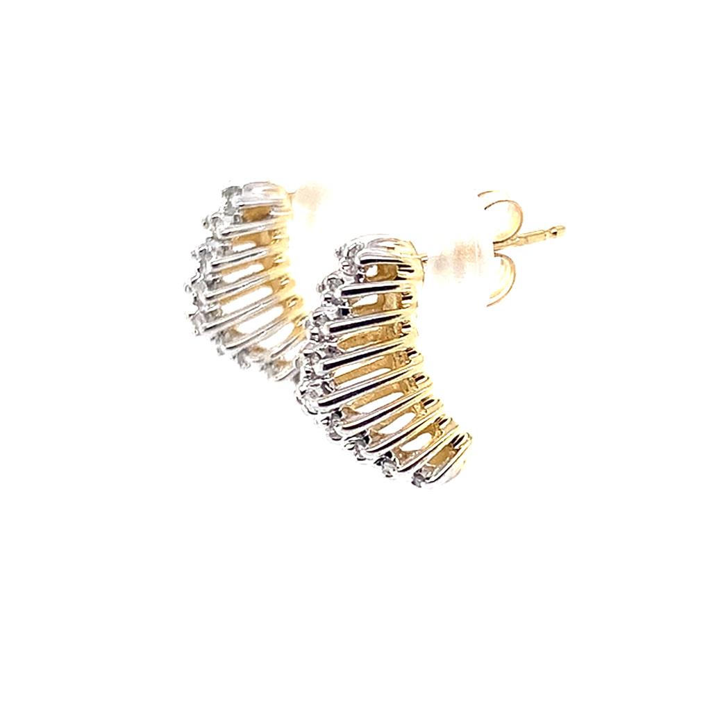 Estate 14K Two-Tone Diamond Stud Earrings