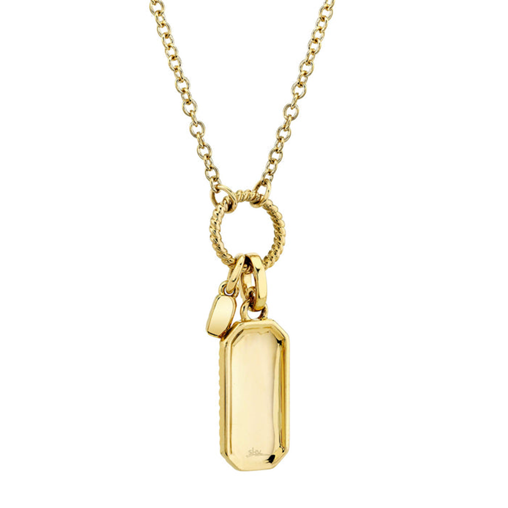 Shy Creation 14K Yellow Gold Diamond Dog Tag Pendant Necklace