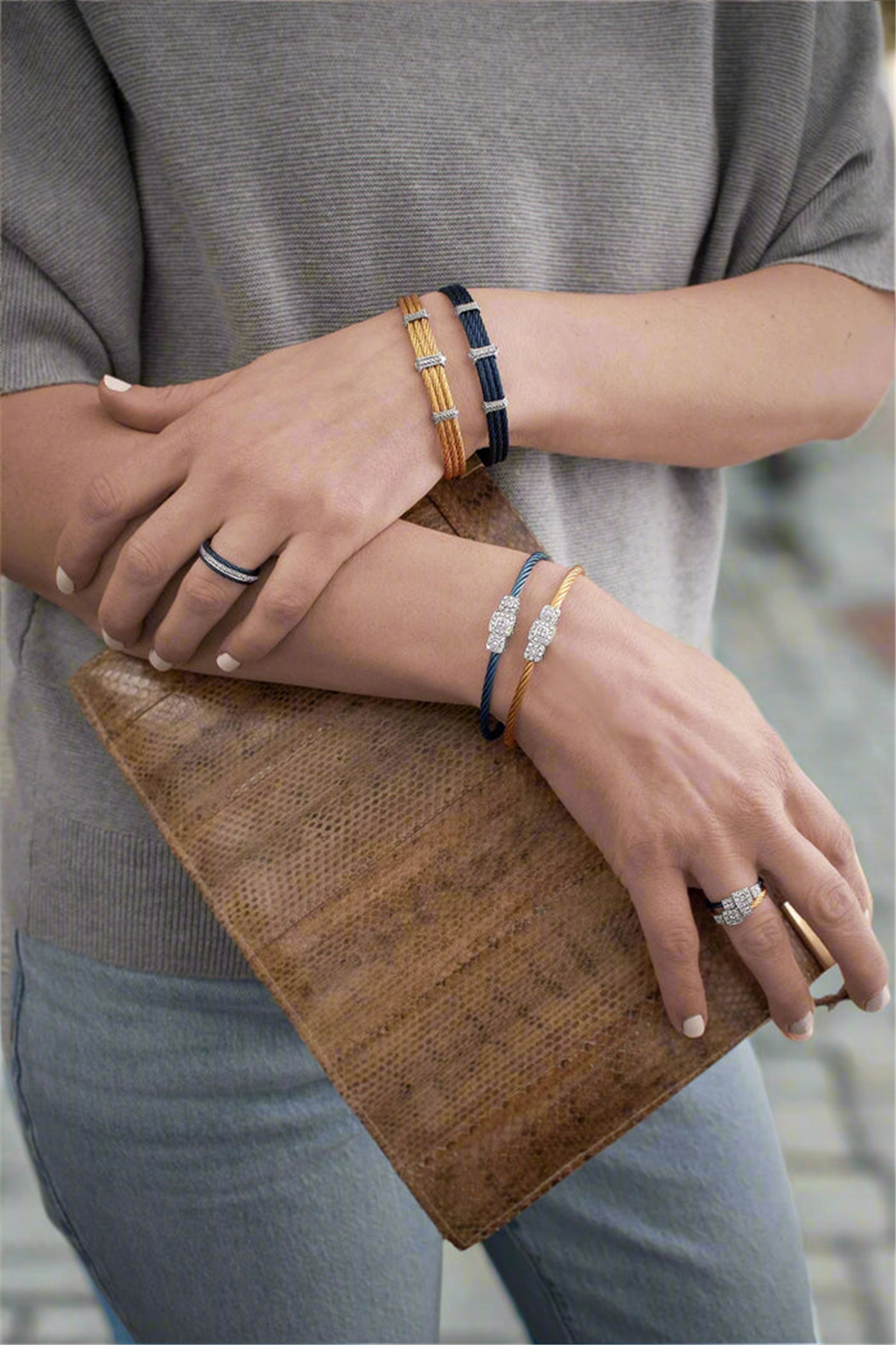 Alor Blueberry Triple Cable Diamond Station Bracelet
