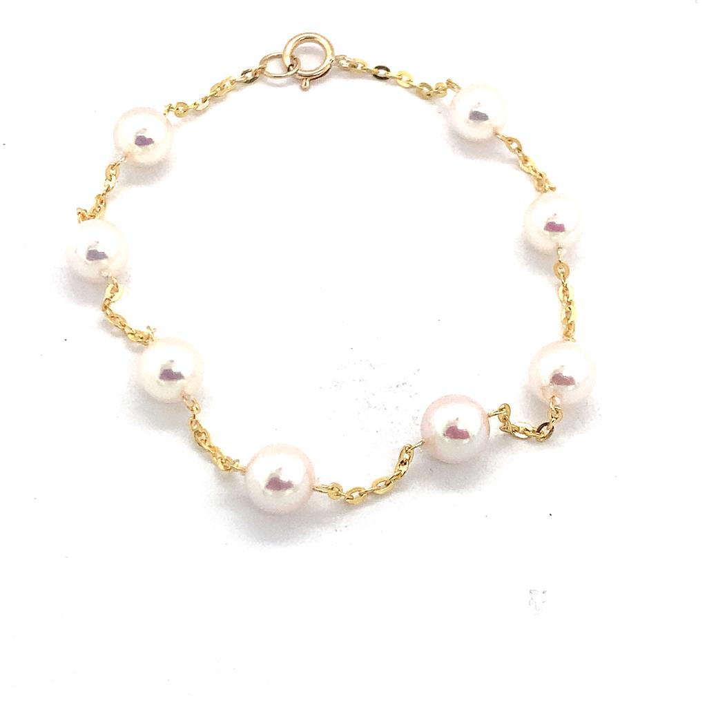 Rolland's Designs 14K Yellow Gold & Pearl Station Bracelet
