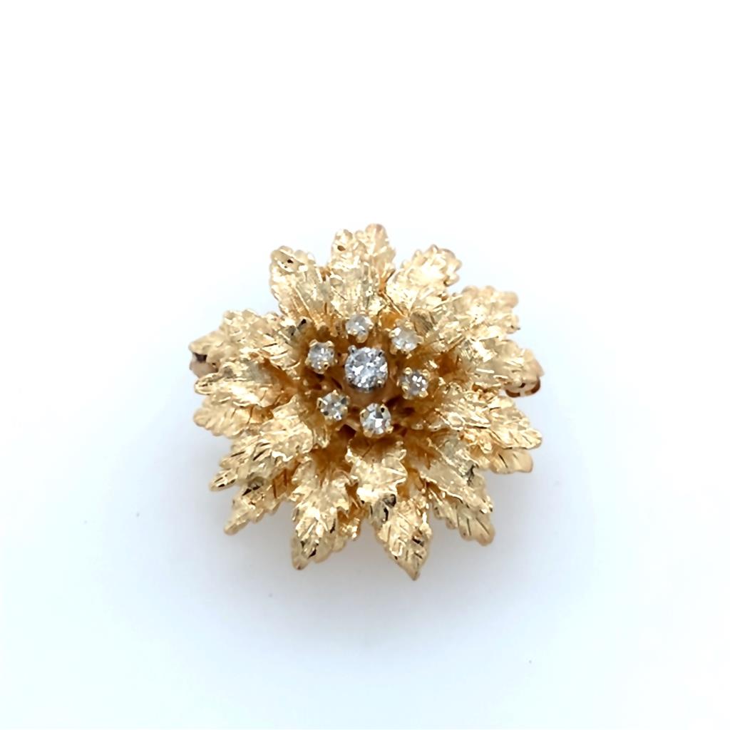 Estate Diamond Flower Brooch