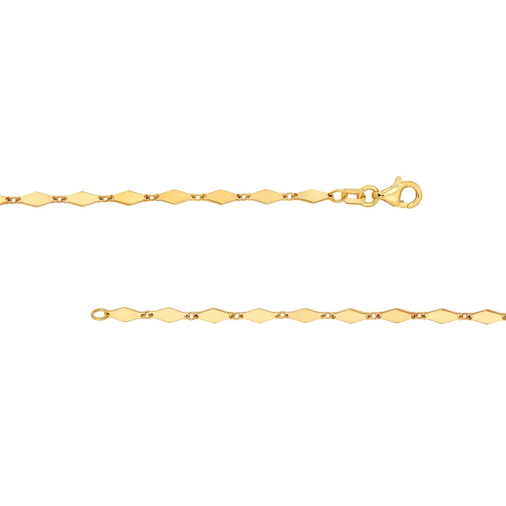 Gold Diamond Shape Link Lariat Necklace