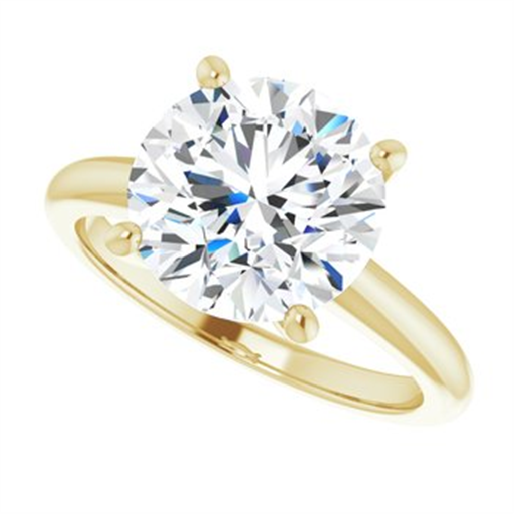 Lab Grown Yellow Gold Diamond Round Solitare Engagement Ring