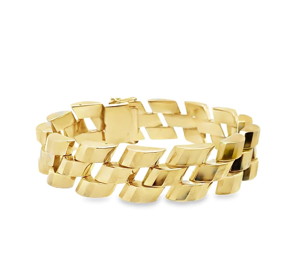 Estate14K Yellow Gold Wide Link Bracelet