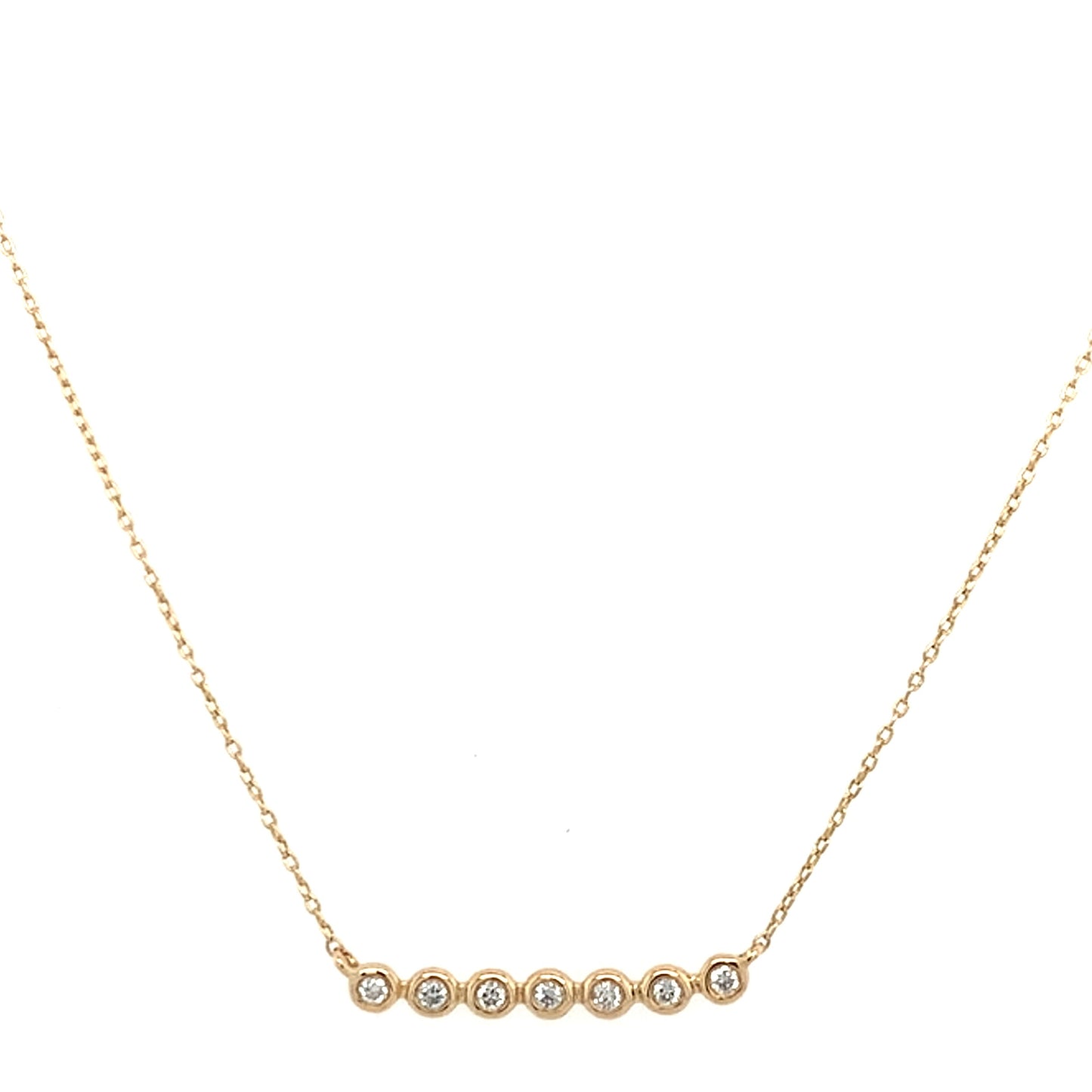 Estate 14K Gold Bezel Bar Diamond Necklace