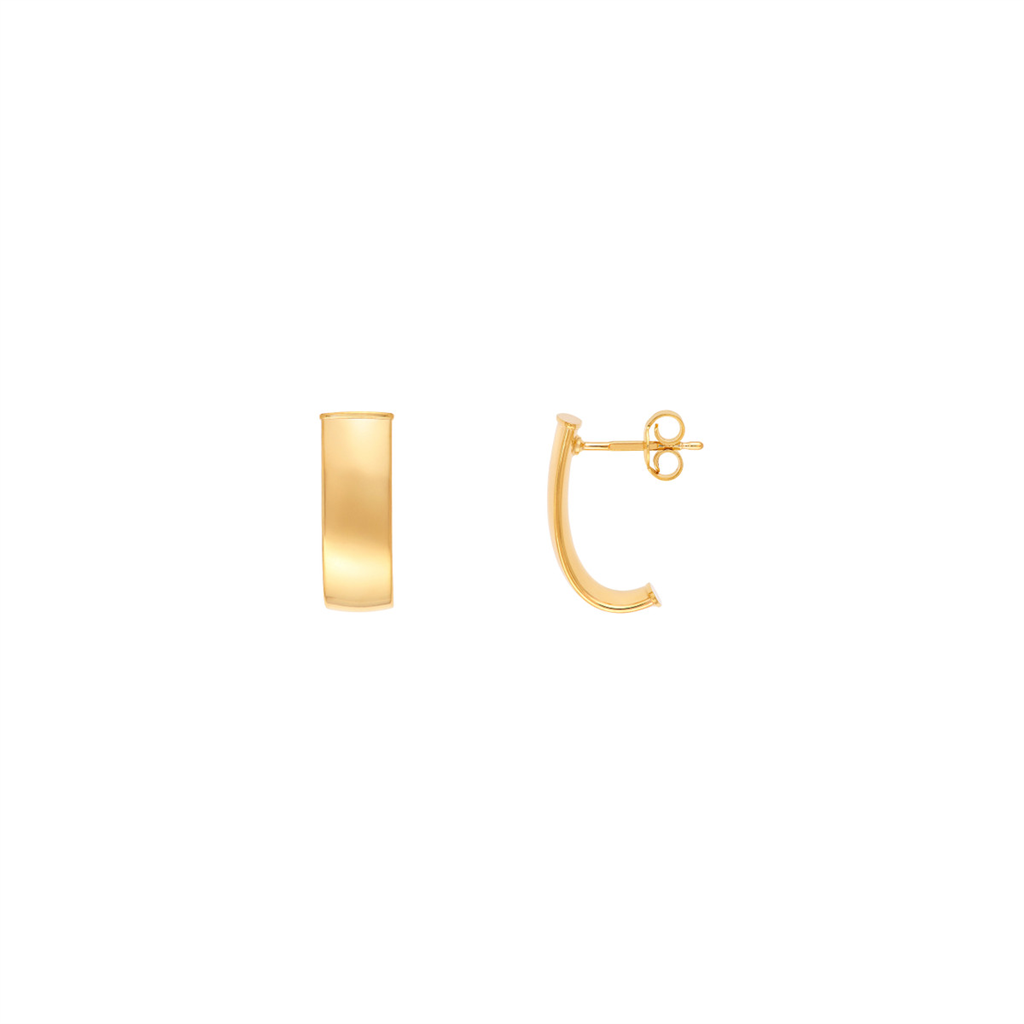 Rolland's Design Gold Wide Flat J Hoop Earrings