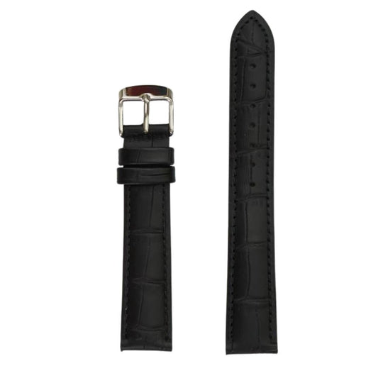 20Mm Genuine Leather Black Watch Strap