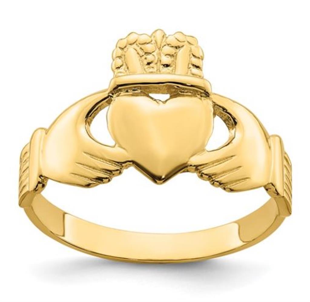 14K Yellow Gold Gents Claddagh Ring