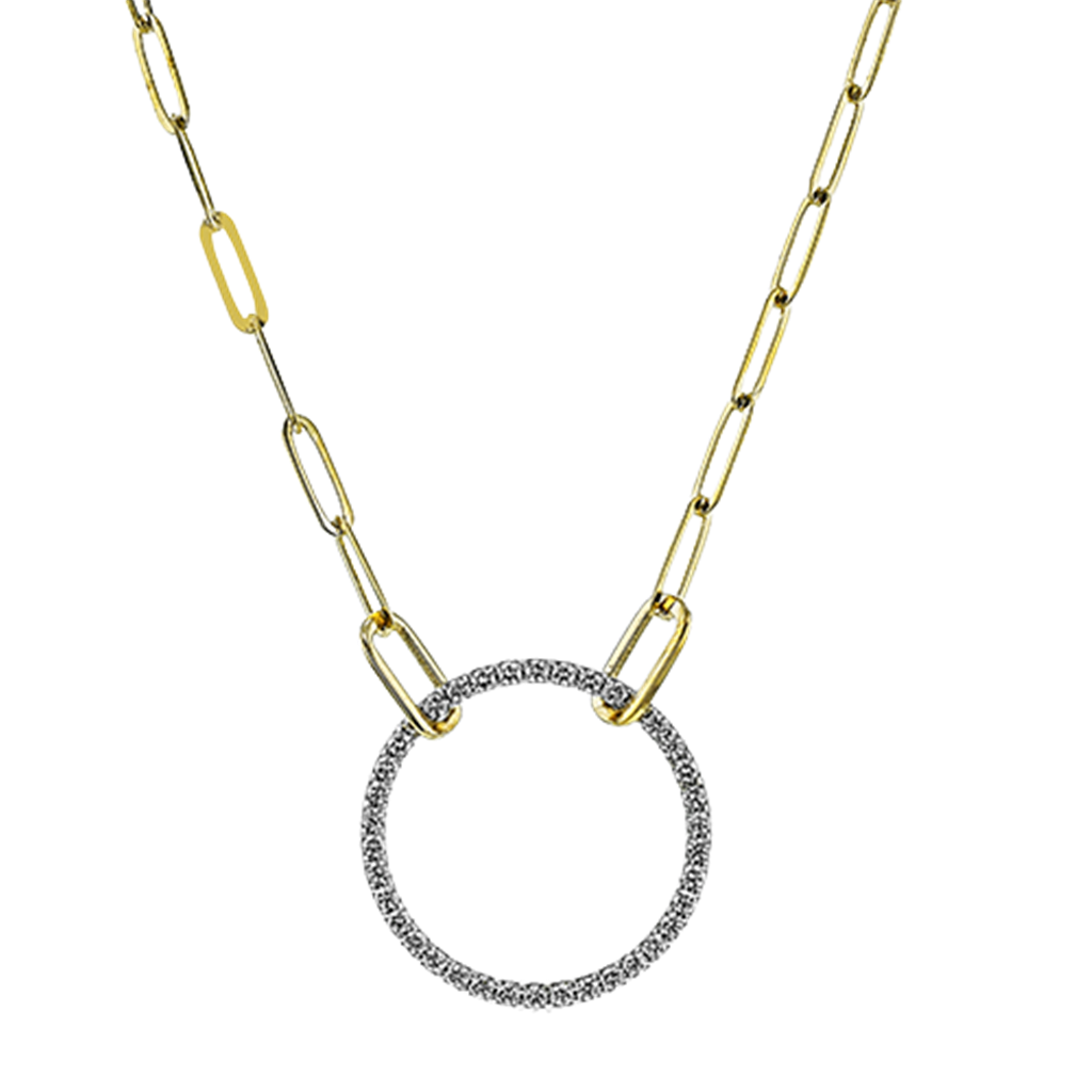 Simon G. 18K Two Tone Diamond Circle Pendant