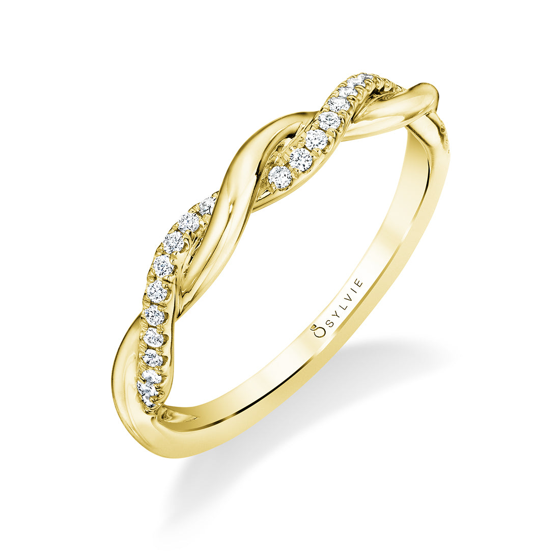 Sylvie 14K Yellow Gold Diamond Spiral Band