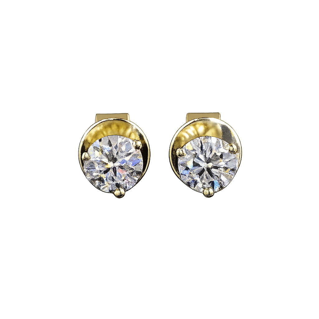 14K Yellow Gold Lab Grown Diamond 3-Prong Stud Earrings