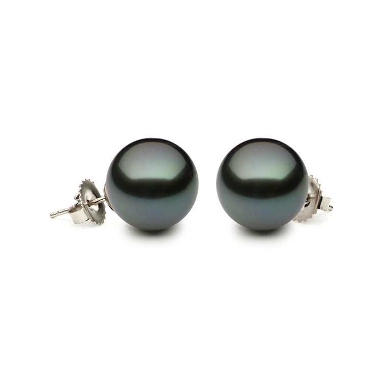 14K White Gold Tahitian Stud Earrings