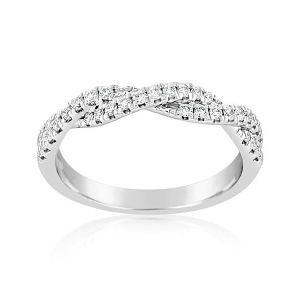14K White Gold 2 Row Diamond Twist Band