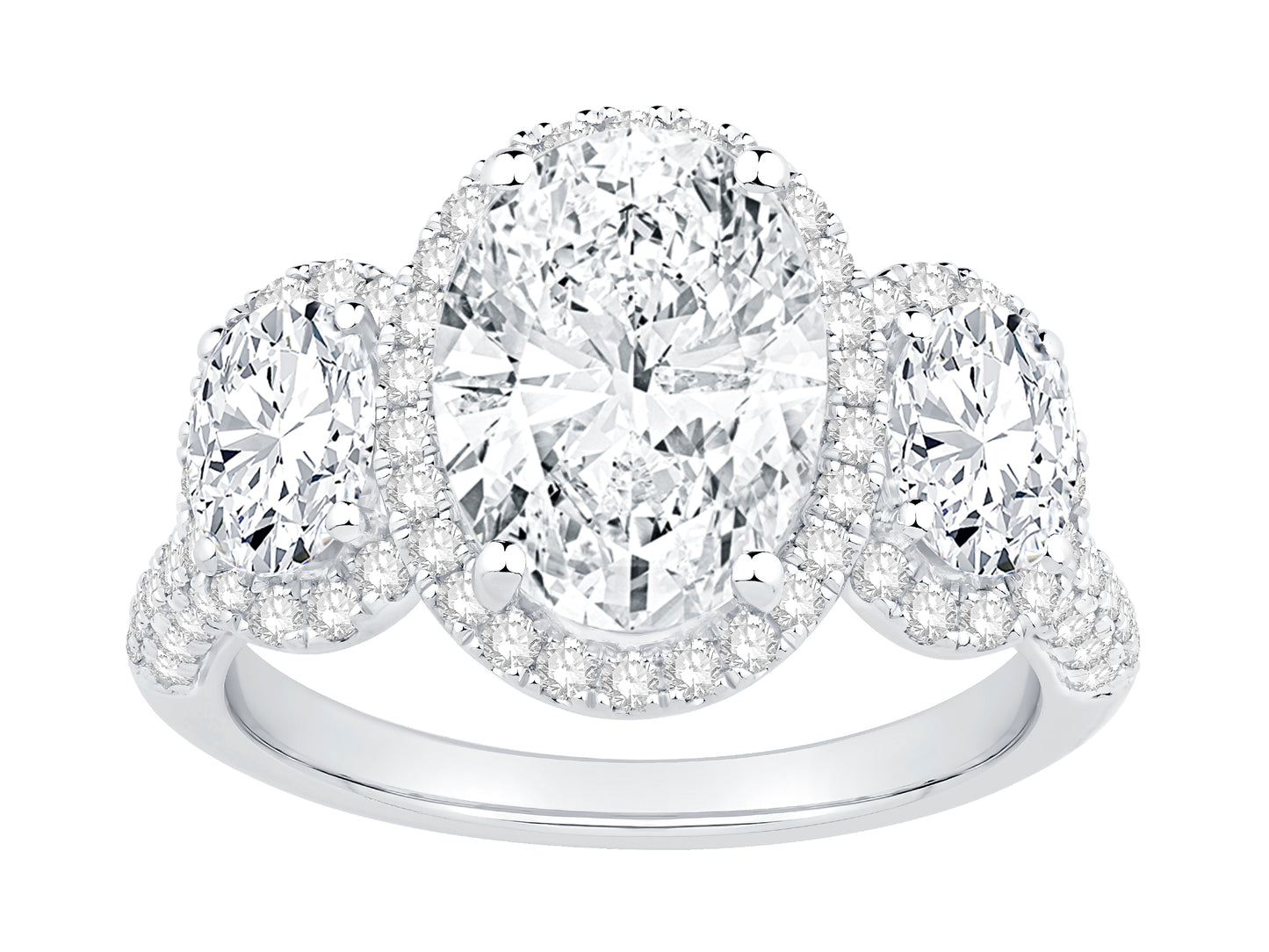 14K White Gold Lab Grown Diamond 3 Stone Ring