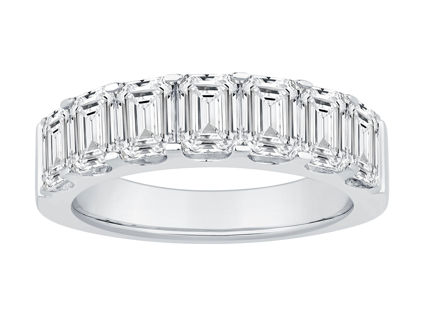 14K White Gold Lab Grown Emerald Cut Diamond Band