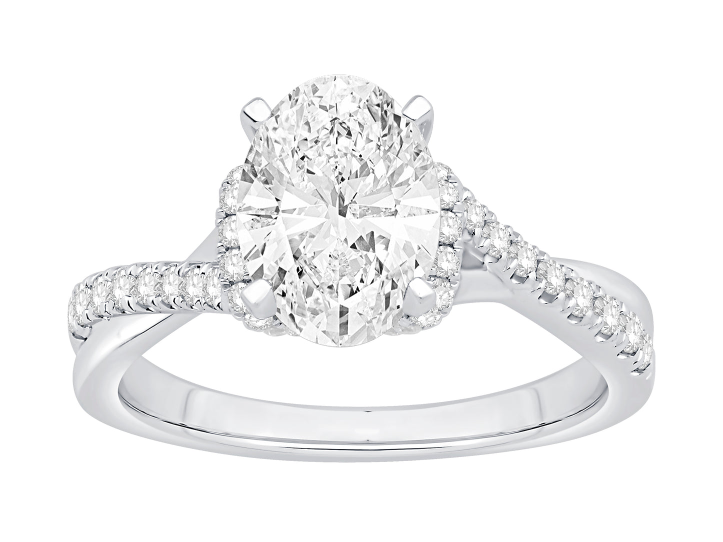 14K Whtie Gold Lab Grown Engagement Ring