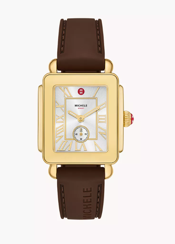 Michele Deco Sport Gold-Tone Brown Watch