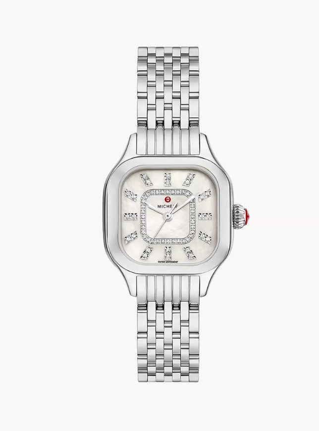 Michele Meggie Stainless Steel Diamond Watch
