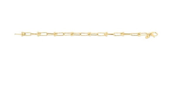 Rolland's Design 14K Yellow Gold Polished Paperclip Bead Bracelet