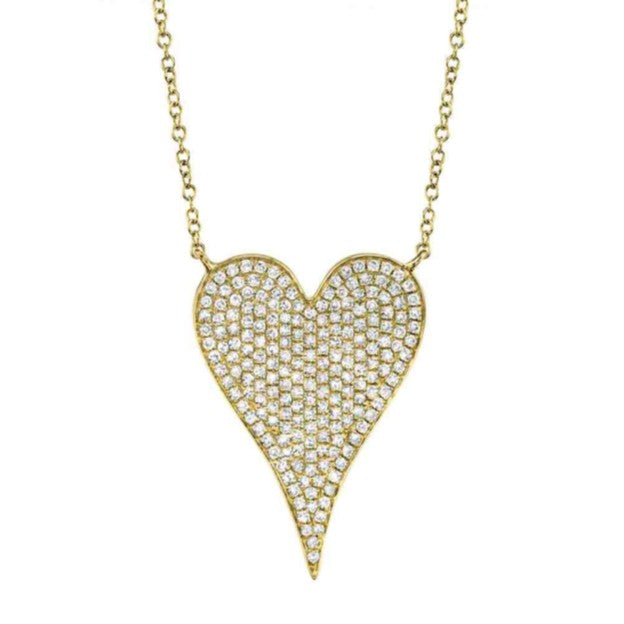 Shy 14K Yellow Gold Diamond Pave Heart Necklace