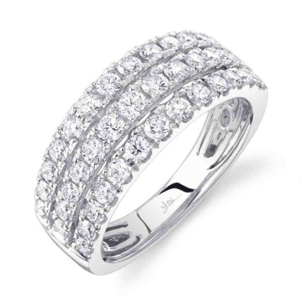 Shy 14K White Gold 3 Row Diamond Band