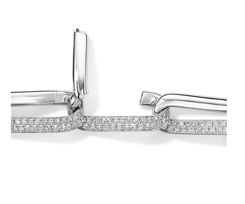 Hearts On Fire 18K White Gold Inside/Out Pave Diamond Link Bracelet