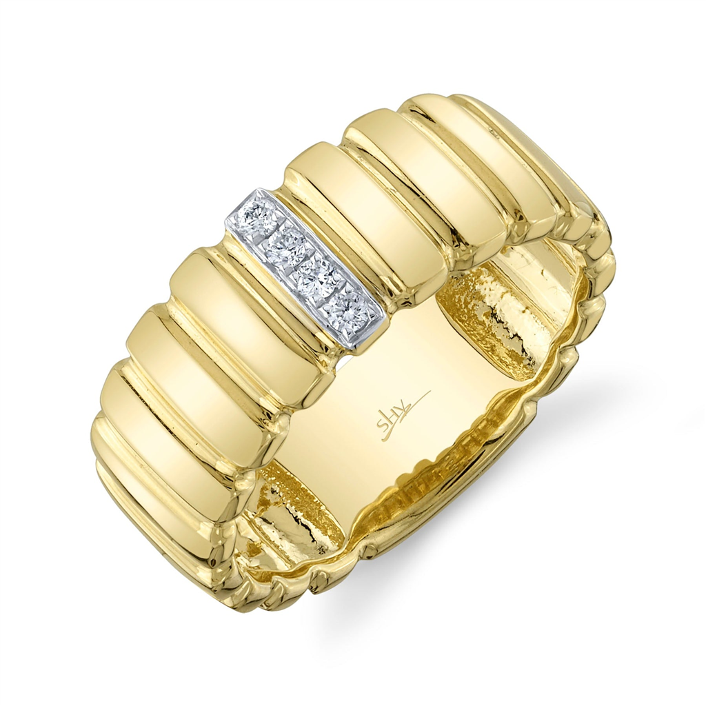Shy 14Ky Textured Diamond Fashion Ring