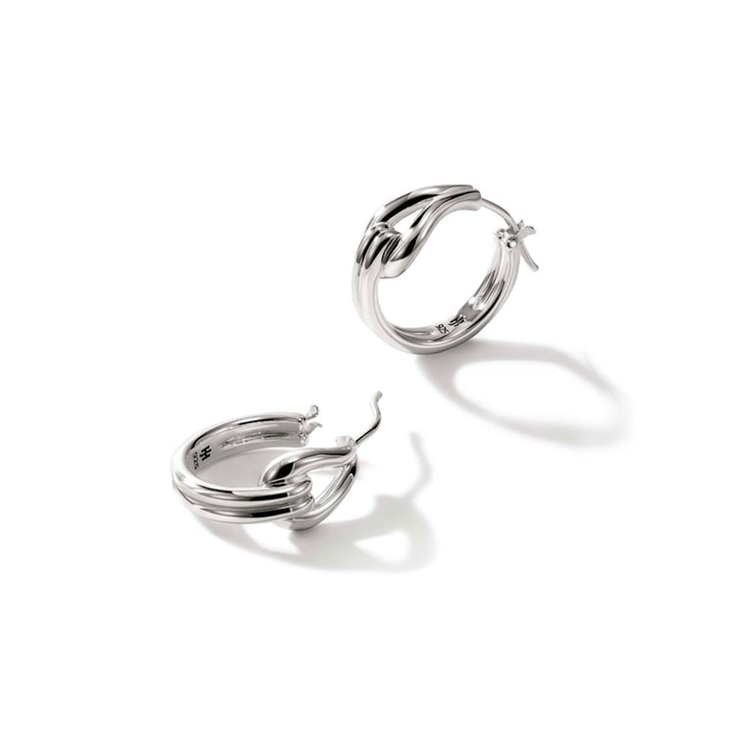 John Hardy Silver Surf Huggie Earrings