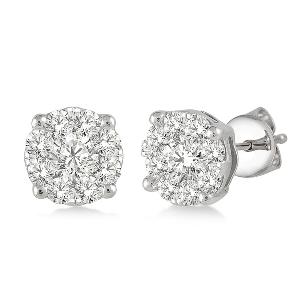 Rolland's Designs Diamond Cluster Earrings- 1.00 Cts
