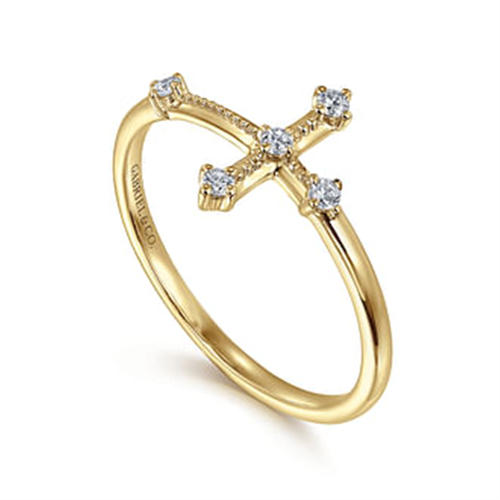 Gabriel 14K Diamond Sideways Cross Ring