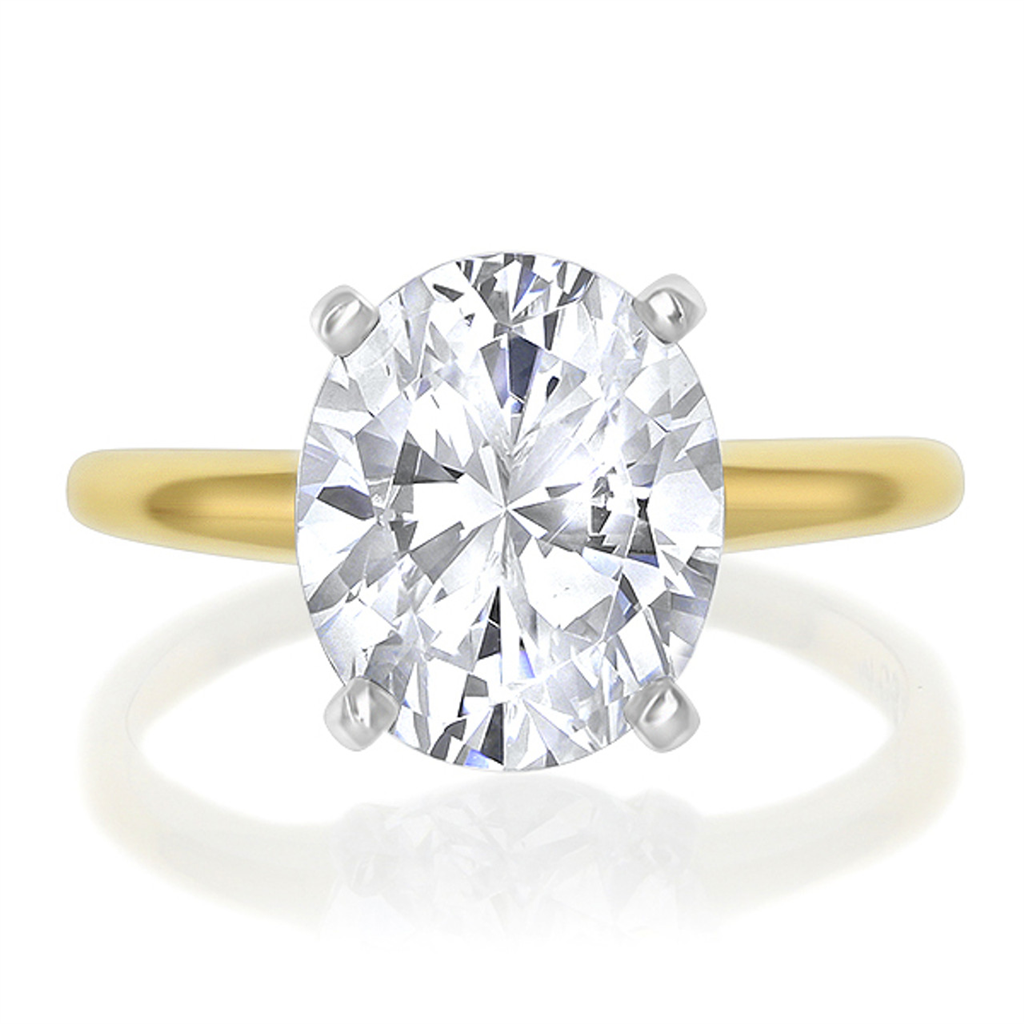 Lab Grown Two Tone Gold Diamond Oval Solitare Engagement Ring