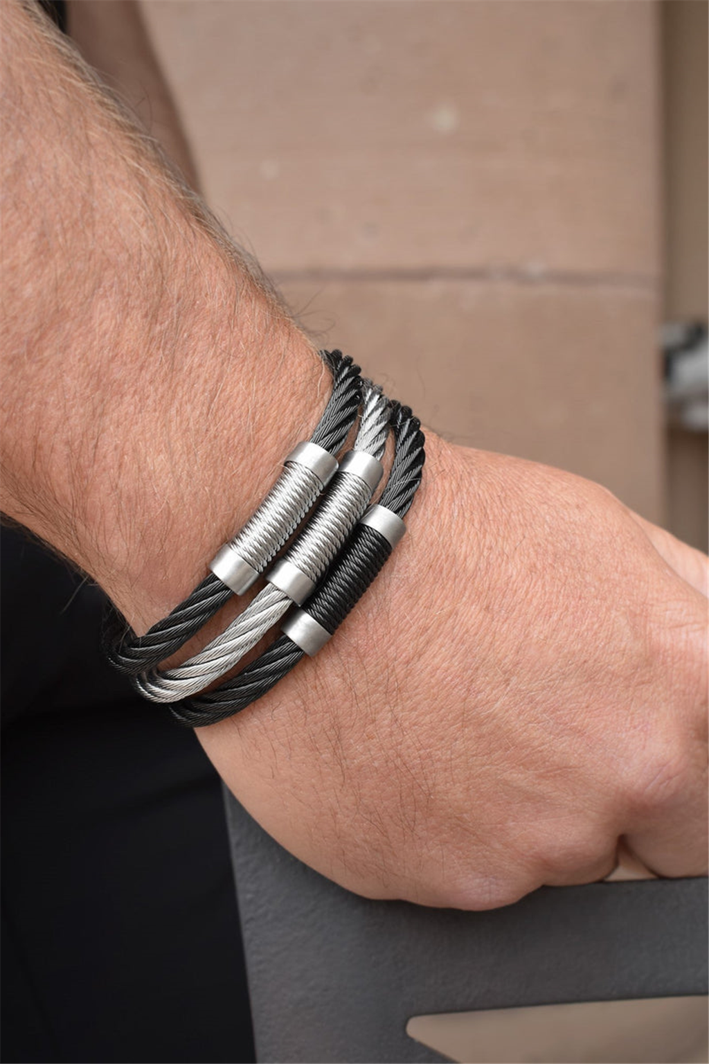 Alor Gents Twisted Black Cable Cuff