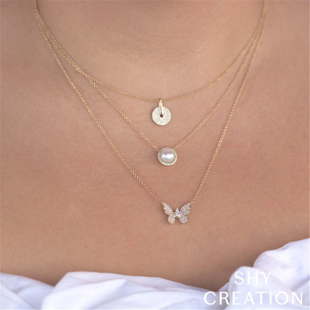 Shy 14Ky Pearl & Diamond Pendant