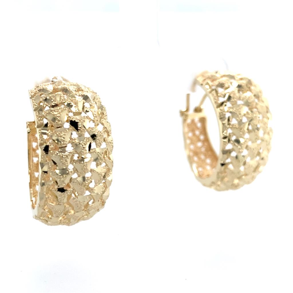 Estate 14K Gold Diamond Cut Hoop Earrings