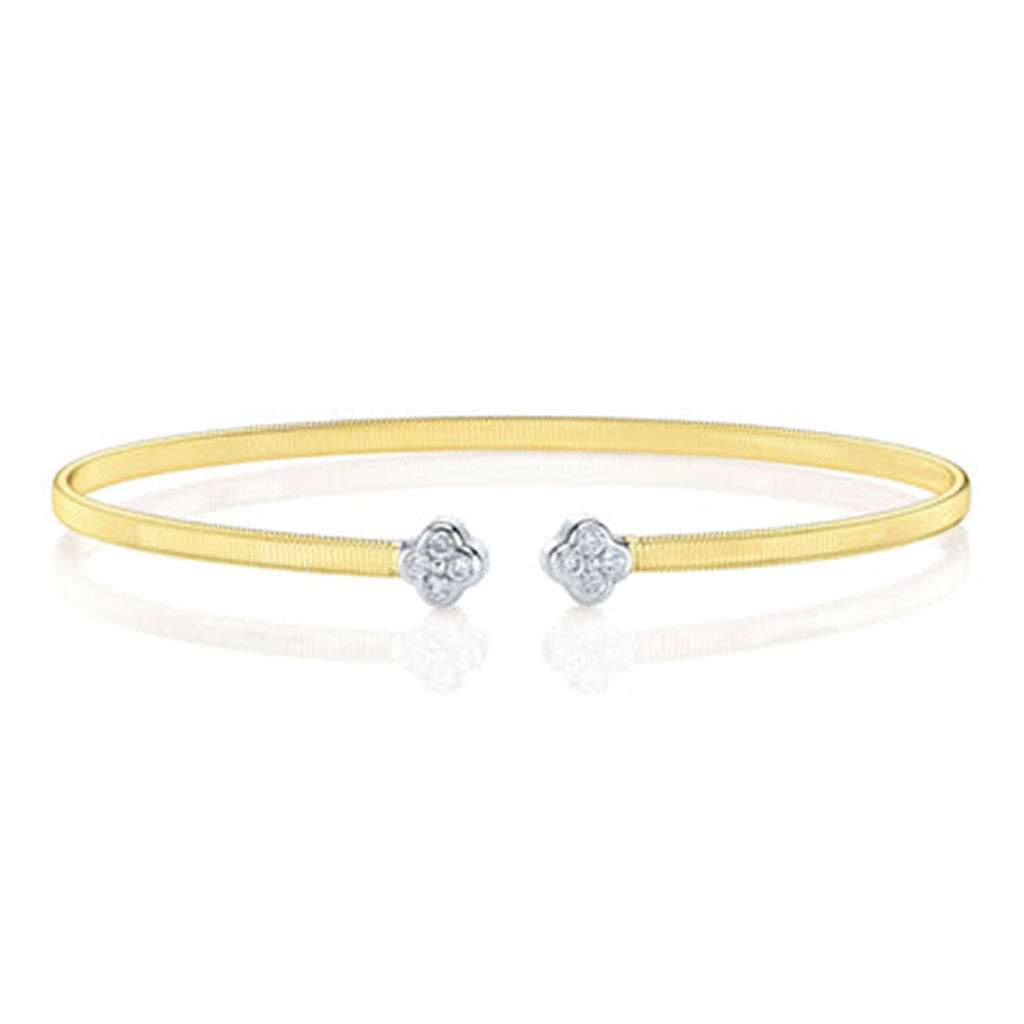 Shy Creation Diamond Clover End Cap Open Bangle