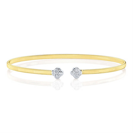 Shy Creation Diamond Clover End Cap Open Bangle